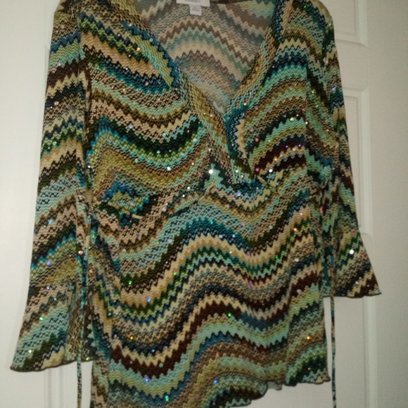 DRESS BARN colorful adjustable sparkly tie top size XL - Picture 7 of 7
